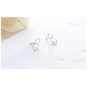 Studörhängen Sen Series Small Fresh Women's Kitten Copper Silver-Plated Hairpin Female Korean Version Sweet Little Sweet Mu For Girl