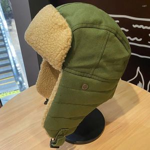 Berets Fashion Pilot Hat For Men And Women Winter Thickened Warm Cycling Ear Protection Windproof Glasses Cotton Lei Feng