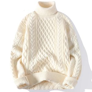 Мужские свитера высокого качества, мужские водолазки, пуловеры, сплошной цвет, вязаный свитер, мужские повседневные пуловеры, осень-зима, теплый трикотаж, мужской 231213