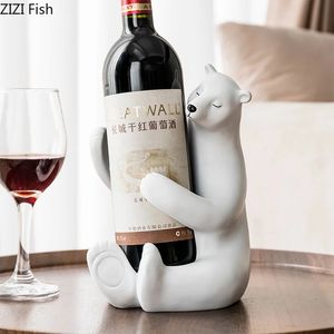 TABLETOP VIN RACKS HESIN VIT BEAR RACH HOLDERS Ornament Polar Vine Bottle Holder Animal Sculpture Små figurer Hemdekoration 231213