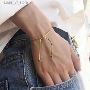 Pulseiras de charme design simples design aço inoxidável puxar pulseira ajustável cor de corrente de cor de cobra de cor de ouro para mulheres meninas miçangas de joias do presente t231213