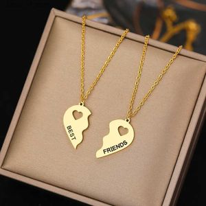 Anhänger Halsketten Edelstahl Halsketten romantische Herz beste Freunde Gute Freundin Freundschaft Anhänger 2 PCs/ Set Halskette für Frauen Schmuck Geschenk T231213