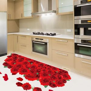 壁のステッカー大きなバラの花ロマンチックなピンクの赤い花の床ステッカーベッドルームバスルームキッチンのためのホームデコレーション