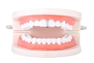 Nuovo argento placcato oro Hip Hop cz denti singoli Grillz Cap Top Grill per Halloween Fashion Party Jewelry69 Q25803109