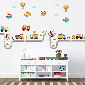 Karikatür Trafik Yolu Arabalar Duvar Çıkartmaları Çocuklar Odası Boy Bebek Odası Dekorasyon Duvar Çıkartmaları Oturma Odası Duvar Diy Stickers