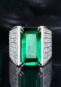 Handmade Male Square Simulated Emerald cz Ring 925 sterling silver Engagement Wedding band Rings for men Gemstones Party Bijou Z124001154