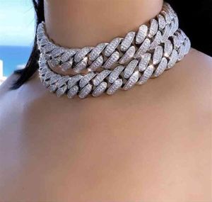 18mm 14 15 Iced Out Bling CZ Miami Cuban Link Chain Choker Necklace Women Hip Hop Jewelry274P9328282