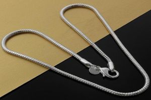 Catene Classica 3MM Catena in osso Collana in argento sterling 925 per donna Uomo 16/18/20/22/24 pollici Gioielli di moda da sposa Gifts1568694