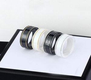 DHL Ceramic Band Rings Black White for Women Men smycken Guld Silver Ring 4 Colors4176145