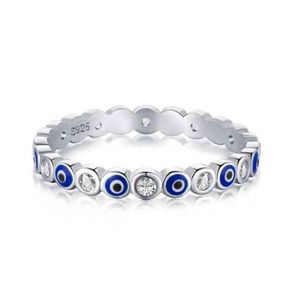 Genuino argento sterling 925 anello malocchio fascino blu nozze eternità anelli per le donne fortunato tacchino gioielli regalo per la ragazza 2022 W2201872728