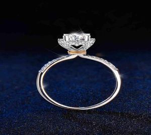 Håller blommor Style 925 Sterling Silver Moissanite Wedding Party Anniversary Ring for WomenPass Diamond Test Round5099325