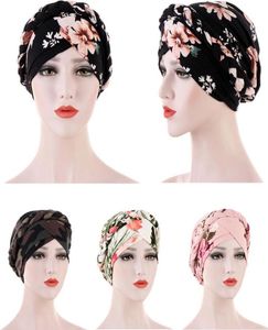 Turban Women Muslim Bonnet Floral Print Braid Headwear Chemo Cap Headscarf Beanie Bonnet Head Wrap Hair Loss Cover Hat84476344392127
