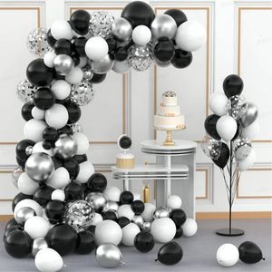 Decorazioni natalizie 106 pezzi Argento Nero Bianco Palloncini Ghirlanda Arco Kit Festa di compleanno Bambini adulti 1 2 5 10 15 25 30 35 40 50 60 anni 231213