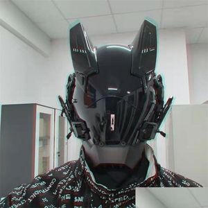 Parti Maskeleri Cyberpunk Maske Cosplay Maski Siyah Samurai Savaşları Kamen Rider Maskeleri Cadılar Bayramı Fit Party Coolplay Hediyesi 220711 Damla Teslimat H DHKRQ