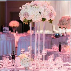 10set / Lot Acrylic Floor Vase Clear Flower Vase Table Centerpiece Marriage Modern Vintage Floral Stand Columns Wedding Decorati