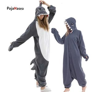 Womens sleepwear pijamasea engraçado homens cinza tubarão desenhos animados pijama animal onesie adultos mulheres homens casal onepiece cosplay traje guaxinim kigurumi 231213