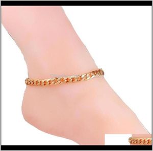 Anklets Drop Delivery 2021 Summer Jewel Foot On the Ben Gold Color Armband Ankle Link Chain Anklet Armband för kvinnor JTUEG9516597