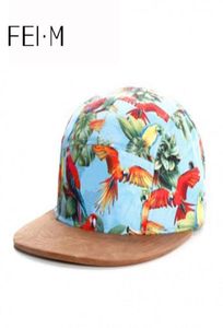 Fei M Fashion Paradise 5Panel Cap Spring Parrot Suede Snapback Cap för män Kvinnor Vuxna hattar Parrot Brown Suede Baseball Caps 20104058093