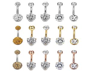 15 peças joias piercing de botão de umbigo com zircônia mista requintada e moderna cabeça dupla conjunto de joias de corpo de sino de bola de argila de cristal hea5618330