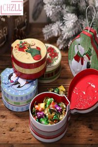 CHZLL металлические круглые рождественские коробки конфет Рождественский декор для дома Санта-Клаус Рождественский лось олень подарочные коробки Noel подарок Navidad9757011