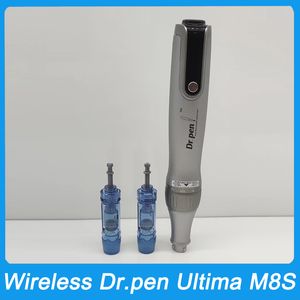 Trådlös drpen ultima m8s professionell mikronedling derma pen 2st 18pins anti backflow nålkassetter anti åldrande mesoterapi hudvård mts enhet dermapen