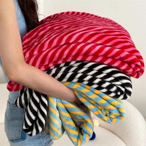 Blankets Fun Striped Eyes Double-sided Flannel Blanket Cute Ball Casual Sofa Two-color Skin-friendly Soft Shawl Cover