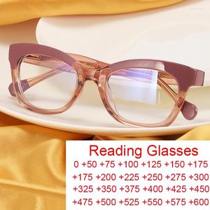 Sunglasses Luxury Small Oval Anti Blue Light Reading Glasses Women Fashion Brand Double Color Frame Computer Magnifying Eyewear 2