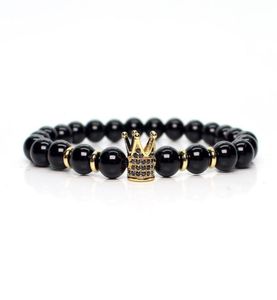 Shinny Black Beads Crown Armband Men Armband Charm Homme Man Herr Smycken Heren Armband Braclets Handgjorda Braclet Pärled Str3960557