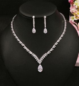 Beidal Pendants Jewelry Sets Cubic Zirconia Wedding Necklace and Earrings Luxury Crystal Bridal Jewelry Sets For Bridesmaids 210324724394