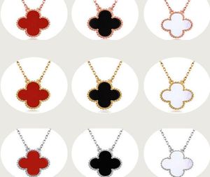 Whole S925 sterling silver female necklace pendant 2019 clover necklace female red black agate simple clover clavicle chain6163090