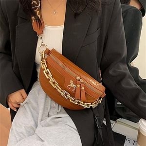 Chain Fanny Pack Women Leather Waist Bag Luxury Brand Chest Mini Female Belt S Fashion Ladies Shoulder Crossbody 220621237H