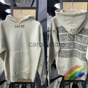 Erkek Hoodies Sweatshirts Vintage Saint Michael Hoodie Erkek Kadınlar 1 1 En Kaliteli Yıkanmış Kayısı Kayıp Kapşın Kapüşonu J231213