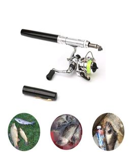 Pocket Mini Fishing Rod Fishing Pole Pen Form Folded Rod With Metal Spinning Reel Wheel Accessories9985829