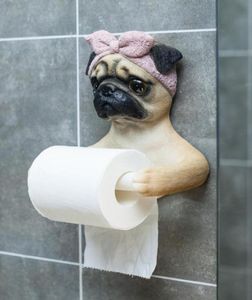 Vävnadslådor servetter livtro ärtsharts Pug Dog Box Rollhållare väggmonterat toalettpapper Canister Home Props1871377