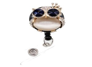 10 PZ Portachiavi Personalizzati Acrilico Cristallo Strass Animale Uccello Gufo Aquila Forma Retrattile ID Nome Badge Reel Holder Per Infermiera Stu6014459