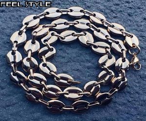 Link Chain HIP Hop 316L Steel Stainless Width 11MM 20CM Coffee Beans Link Necklace Bracelets For Men Jewelry Dropship4234701