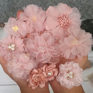 Dekoracyjne kwiaty wieńce 10pcllot różowe serie Style Zestaw szyfonowy materiał do sukienki ślubnej buty Dekoracja 231213