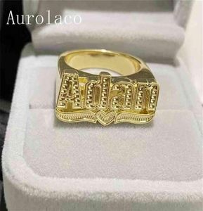 AurolaCo Nome Personalizzato Anelli Oro Personalità Anello Hip Hop Donna Moda Punk Lettera Anello Regali202y3386880