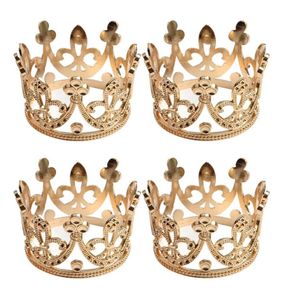 4PCS Zestaw Vintage Baroque Mini Flower Girls Crystal Rhinestone Crown Tiara HEDDRESS Hair Akcesoria Gold C19022201281K8244490