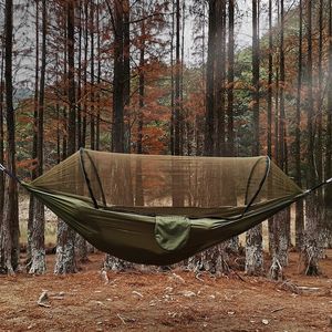 Portaledges Automatic Quickopining Mosquito Net Hammock Outdoor Camping Pole Swing Antirover Nylon Rocking Chair 260x140cm 231212