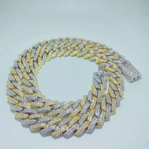 Hip Hop Men Jewelry Buss Down S925 Vvs Moissanite Diamond Two Tone Cuban Link Chain Customized Iced Out Miami Necklaces