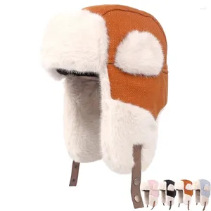 Berets Winter Bomber Hats Women Plush Warm Ear Protection Hat Thick Cotton Outdoor Cycling Men Ski Slouchy Cap Skullies Beanies