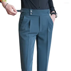 Herrar dräkter blå grön kostym byxor mode smala klänningsbyxor vita svarta khaki pantalones hombre höst/vinter manlig byxa 28-32 33 34 36