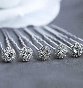 10pcs Fashion Wedding Bridal Pearl Flower Clear Crystal Rhinestone Hair Pins Clips Druhna Hairwear Jewelry Akcesoria H05088960