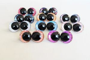 Acessórios de boneca 10pcs 14mm 16mm 18mm 23mm 28mm Rodada Cartoon glitter brinquedo olhos de segurança olhos de pupila de boneca com arruela para olhos pintados à mão --- T10 231213