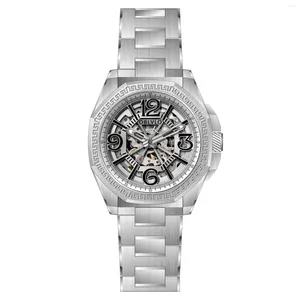 Wristwatches OBLVLO Men Automatic Watch 42MM Fashhion Mechanical Wristwatch Luminous 50m Waterproof Sapphirel Steel Strap Skeleton