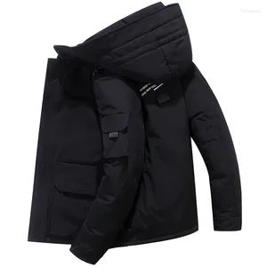 Men's Trench Coats 2024 Winter Work Down Jacket With Thickened Insulation Hooded For White Duck Couple Style Medium Len