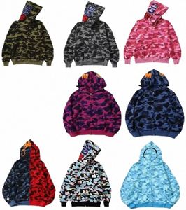 Hoodies Designer Herren Hoodie Hai Luminous Hoodies Hai Hoodie Camo Print Herbst Neue Hoodie Männer Technologie reine Baumwoll -Strickjacke Full Reißverschluss Shark Hoodi K4mf#