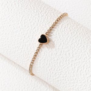 Bangle Huatang Korean Style Crystal Love Heart For Women Fashion Gold Color Alloy Justerbara metallarmband Party Jewelry 21059253P