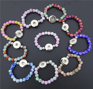 Dziewczyny dla dzieci o długości 15 cm Kolorowe szklane koraliki 18 mm Snap Buttons Bransoletka dla dzieci mieszaj kolory 30pllot5830020